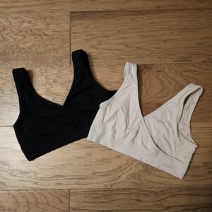 Auden Nursing Bralettes Set Of 2 Size Small V-Neck Black Nude